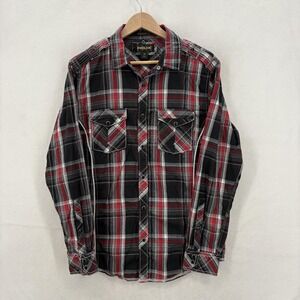 Helix Shirt Mens Medium Red Plaid Athletic Fit Snap Front Western Grunge Y2K